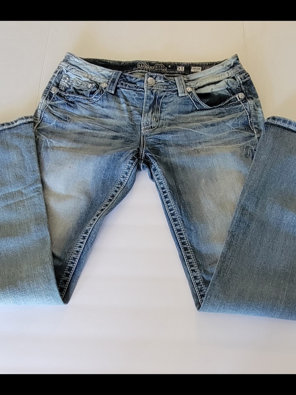 "Miss Me" Women's Light Blue Jeans with Faded Wash